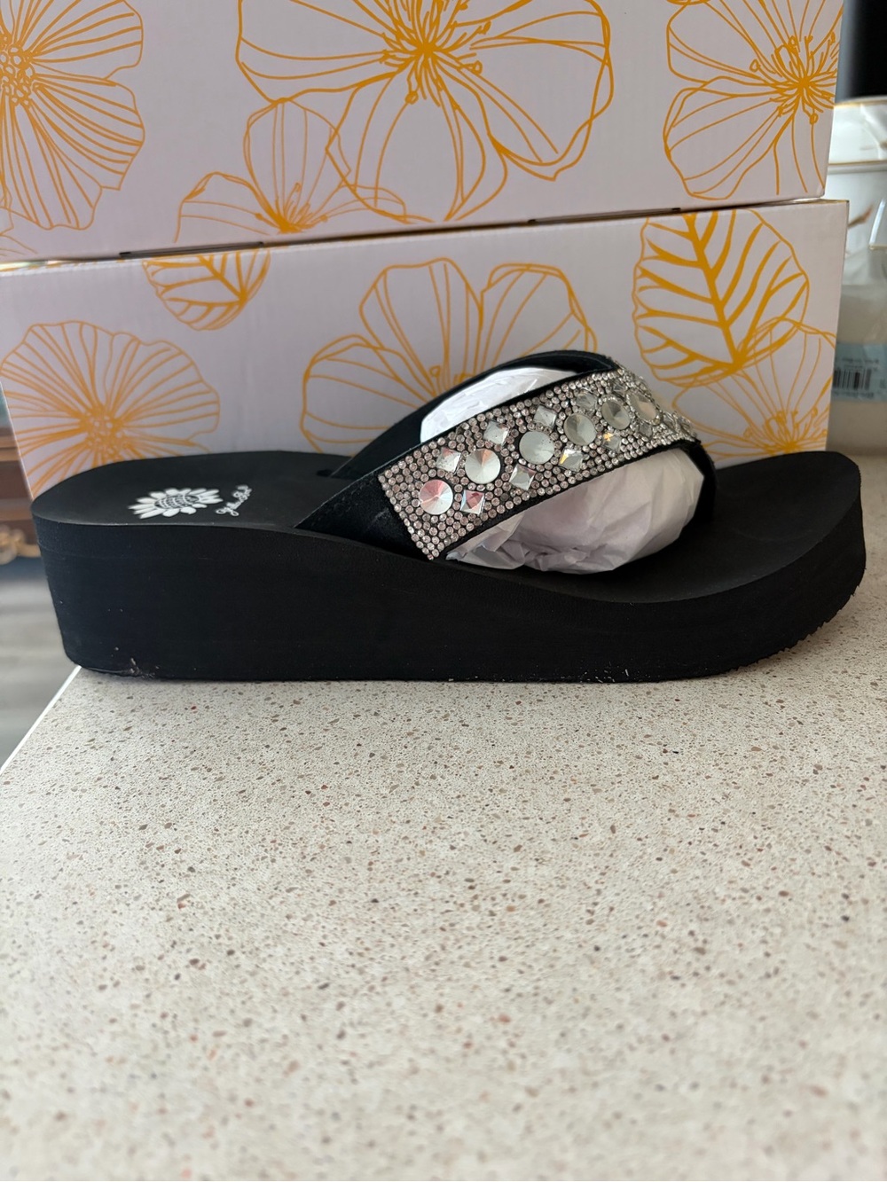 Yellow Box Rise Clear Platform Sandals - Picture 2 of 3